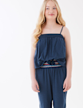 Relaxed Pure Cotton Embroidered Trousers (6-16 Yrs)