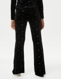 Velvet Glitter Stars Flared Leggings (6-16 Yrs)