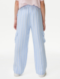Linen Rich Wide Leg Cargo Trousers (6-16 Yrs)