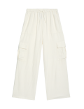 Linen Rich Wide Leg Cargo Trousers (6-16 Yrs)