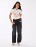 Denim Embroidered Wide Leg Jeans (6-16 Yrs)