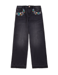 Denim Embroidered Wide Leg Jeans (6-16 Yrs)