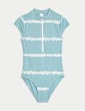 Striped Tie Dye Zip Swimsuit (6-16 Yrs)