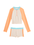2pc Colourblock Long Sleeve Swim Set (6-16 Yrs)