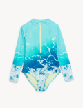 Photographic Print Long Sleeve Swimsuit