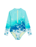 Photographic Print Long Sleeve Swimsuit