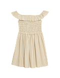 Poplin Stripe Shirred Dress