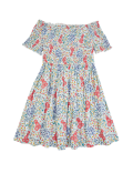 Pure Cotton Floral Shirred Bardot Dress (6-16 Yrs)