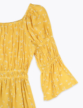 Ditsy Print Shirred Dress (6-16 Yrs)
