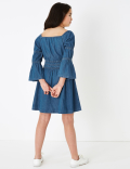 Denim Shirred Dress (6 -16 Yrs)