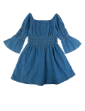 Denim Shirred Dress (6 -16 Yrs)