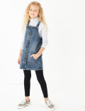 Pure Cotton Denim Button Through Pinafore Dress (3-16 Years)