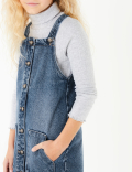 Pure Cotton Denim Button Through Pinafore Dress (3-16 Years)