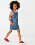 Pure Cotton Denim Button Through Pinafore Dress (3-16 Years)