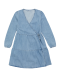 Denim Tiered Wrap Dress (6-14 Yrs)