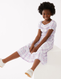 Checked Shirred Midi Dress (6-16 Yrs)