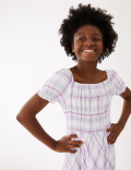 Checked Shirred Midi Dress (6-16 Yrs)