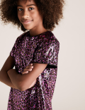 Leopard Print Sequin Dress (6-16 Yrs)