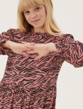 Animal Print Tiered Dress (6-16 Yrs)