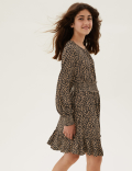 Leopard Spot Print Shirred Dress (6-16 Yrs)