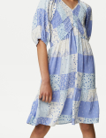 Patchwork Print Shirred Tiered Dress (6-16 Yrs)