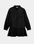 Stud Pocket Shirt Dress (6-16 Yrs)