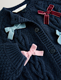 Bow Appliqué Cable Knit Cardigan (2-8 Yrs)