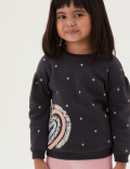 Cotton Rich Heart Print Sweatshirt (2-7 Yrs)