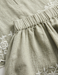 Linen Blend Embroidered Outfit (2-10 Yrs)