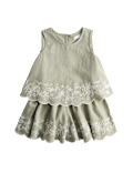 Linen Blend Embroidered Outfit (2-10 Yrs)