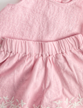 Linen Blend Embroidered Outfit (2-10 Yrs)