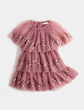 Bow Sequin Tiered Dress