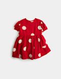 Short Sleeve Spotted Round Neck Dress (2-8 Yrs)