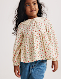 Pure Cotton Floral Embroidered Blouse (2-8 Yrs)