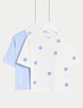 2pk Pure Cotton Floral Tops (2-8 Yrs)