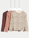 3pk Cotton-Rich Ribbed Tops (2-8 Yrs)