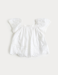 Pure Cotton Shell Broderie Top (2-8 Years)