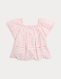 Pure Cotton Shell Broderie Top (2-8 Years)
