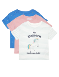 3 Pack Cotton Unicorn T-Shirts (2-7 Yrs)