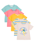 5 Pack Cotton Palm Sunset T-Shirts (2-7 Yrs)
