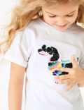Cotton Sequin Sausage Dog T-Shirt (2-7 Years)