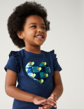 Cotton Rich Reversible Sequin Heart T-Shirt