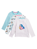 3pk Pure Cotton Butterfly Tops (2-7 Yrs)