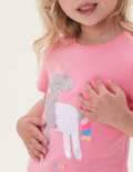 Pure Cotton Sequin Unicorn T-Shirt (2-7 Yrs)