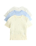 3 Pack Pure Cotton Floral T-Shirts (2-8 Yrs)