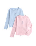 2 Pack Cotton Rich Disney Frozen&trade; Tops (2-8 Yrs)