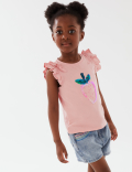 Pure Cotton Strawberry Sequin T-Shirt (2-7 Yrs)