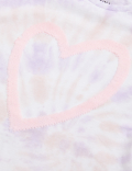 Pure Cotton Tie Dye Sequin Heart T-Shirt (2-7 Yrs)