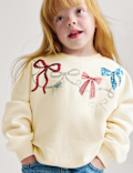 Cotton Rich Bow Sweatshirt (2-8 Yrs)