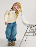 Cotton Rich Bow Sweatshirt (2-8 Yrs)